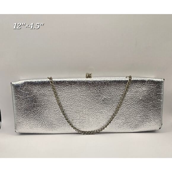 Vintage Metallic Silver Clutch/Evening Bag - Picture 1 of 5